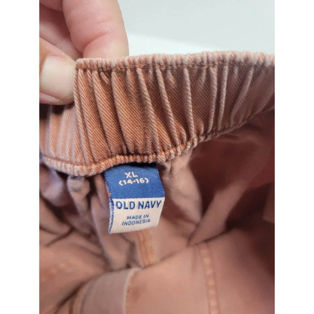 Old Navy Kids Girls XL 14-16 Terracotta Pink Utility Cargo‎ Shorts Elastic Back